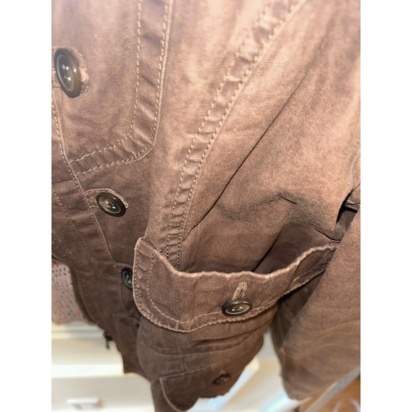 AI Authentic Icon Women's Jacket Brown Buttons Zipper Cotton Light Large - Picture 14 of 16